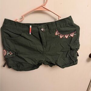 Embroidered Green Women's Shorts